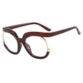 Gafas Y2K oversize color burdeos con montura ondulada y detalles en metal dorado - Marrón Oscuro