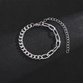 Bracciale oceanico d'argento con maglia cubana e chiusura a moschettone su nero - Catena Mista in Acciaio Inossidabile / Argento