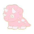 Pink triceratops enamel pin with gold metal edges and white spots on white background - Pink Triceratops (XZ6981)