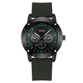 GEDI men's sports watch with black metal case and dark green silicone strap - Black Dial Green Strap