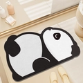 Tapis de bain antidérapant en forme de panda avec texture pelucheuse noir et blanc - 40*60cm / Panda Allongé