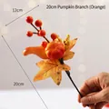Autumn Halloween decoration stem with orange pumpkin and red berries, 20cm height - 20cm Pumpkin Branch / Orange