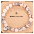 Bracelet en pierres roses et zébrées avec breloque cœur sur carte de 70e anniversaire - Bracelet en Pierre Zébrée Rose + Carte Joyeux 70ème