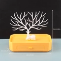 Deer antler jewelry display stand with yellow drawer base and white tree branches - Tree Shape Deer Octagonal Drawer Box / Yellow
