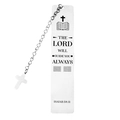 Polished silver stainless steel bookmark with chain and small cross pendant - Cross/Faith Guide-22