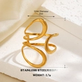 Abstract geometric hollow ring in 18k gold plated stainless steel on stone base - Minimalist Geometric Hollow Style (1424)