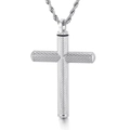 Collier croix en acier inoxydable argenté avec texture moletée et chaîne torsadée - Pendentif Couleur Acier (Sans Chaîne)