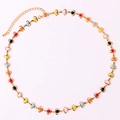 Detail of gold necklace with multicolored enamel hearts and adjustable lobster clasp - 18K Gold / Multicolor Necklace 4