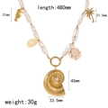 Ocean style necklace with shell charms and irregular pearls, length 480mm and weight 30g - White Faux Pearl Ocean Style (TN3580)