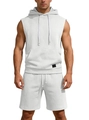 Ensemble blanc homme sweat à capuche sans manches et short avec texture à chevrons - S / Blanc