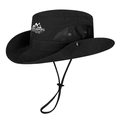 Cappello parasole nero ad asciugatura rapida per trekking con rete traspirante e sottogola - Regolabile / Nero