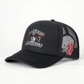 Black trucker hat with NO HARD FEELINGS print and red heart embroidery on the side - 56-58cm (Adjustable) / All Black