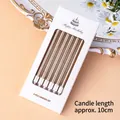 Set of 6 golden long thin birthday candles for romantic party cake decoration - Straight Pillar Candle Champagne / 6Pcs/Set / Champagne