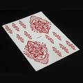 Red henna tattoo sticker J1019 featuring intricate floral mandala lace design for hands - J1019 Red