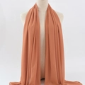 Elegant caramel orange long chiffon shawl scarf with sheer texture and draped fabric - 10