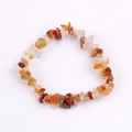Natural orange and amber irregular gemstone chip beaded bracelet with elastic band - Red Agate