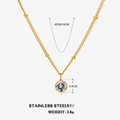 18K gold plated stainless steel necklace with 0.6cm white birthstone pendant charm - April White (Diamond)