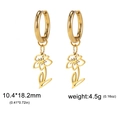Golden hollow flower hoop earrings in stainless steel with 10.4x18.2mm dimensions - Gold Color Daffodil
