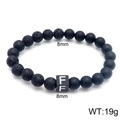 Agate and lava stone beaded bracelet featuring a black square letter F charm, 8mm beads - Letter F Style (KB122528-Z) / 8mm