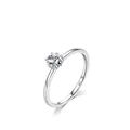 Minimalistischer S925 Sterlingsilber Sternring mit brillantem fünfzackigem Zirkonia-Stein - US Größe 5 / Silber