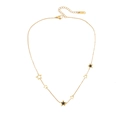 Minimalistische goldene Y-Halskette mit schwarzen Sternanhängern und Karabiner - Schwarzer Stern Halskette Stil (4#)