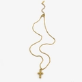 Collar minimalista de acero de titanio dorado con colgante de cruz de cuentas para mujer - Cruz de Cuentas