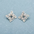 Geometric square zircon stud earrings with baguette-cut crystals and gold finish - Gold (ERS-J4103 3.5x3.5)