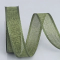 Olive green faux burlap ribbon with decorative wave edges for Christmas DIY crafts - 2.5cm Wide / Green