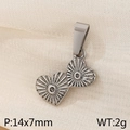 Silver vintage heart pendant in stainless steel with engraved lines 14x7mm - Silver Double Heart Style (KP119980-Z)