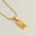 Gold stainless steel rectangle letter S pendant necklace with sleek snake chain design - Letter S