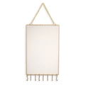 Golden wall-mounted jewelry organizer with metal mesh, chain and 8 bottom hooks - Vertical Gold