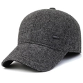 Winter-Baseballkappe mit Ohrenschutz aus strukturiertem grauem Tweed-Stoff - Verstellbar / Schwarzes Etikett Grau