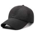 Gorra de béisbol negra transpirable de secado rápido con agujeros láser de diamante - Negro