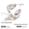 Bague ouverte minimaliste ajustable en acier inoxydable argenté au fini poli élégant - Argenté