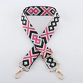 Detail of adjustable geometric strap with colorful diamond pattern and gold metal hooks - Ethnic Jacquard 12 - Light Gold Buckle