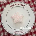 Pink and white knitted star ornament 8cm x 8cm for Christmas tree decoration - Star-02