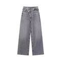 Dettaglio dei jeans grigi a gamba larga con un esclusivo design asimmetrico in vita - XS / Grigio