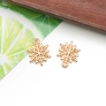 Golden snowflake pendants for DIY jewelry making featuring intricate cutout design - 1Pc KC Gold Snowflake Charm - 15x20mm