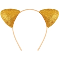 Sparkling gold glitter cat ear headband with soft fabric wrapped frame for girls - Gold (Fine Glitter)