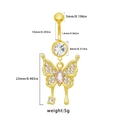 Tableau des tailles détaillé pour piercing nombril papillon doré avec cristaux roses - #1