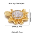 Detailed view of copper gold earring with large white gem and size 15mm x 23mm specs - White Stone Irregular Disc (YSN005-2)