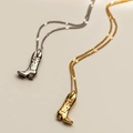 Vintage style 18k gold and silver plated cowboy boot pendant necklaces set - Gold Boot