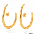 Polished gold crescent hoop earrings in a curved waterdrop design with stud closure - Streamlined (KDE363) / Gold (KDE363)