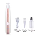 Rechargeable pet paw trimmer kit in pearl white with USB cable and cleaning accessories - Host+Cable+Brush+Oil / Pink