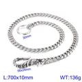 Chaîne de pantalon punk de 70cm avec mailles cubaines, fermoir dragon et anneau - Chaîne de Pantalon Cubaine à Tête de Dragon - Argent (KK026-Z) / Longueur 700mm Largeur 10mm
