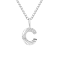 Silver minimalist stainless steel necklace with textured letter C pendant for women - Letter C / Steel