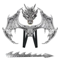 Set de cosplay de dragón plateado para niños con máscara, alas y cola con escamas - Plateado