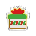 Macro view of gift box shaped stainless steel cookie cutter with colorful printed pattern - Gift Box 7324
