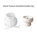 White textured stone candle cup set with natural rock finish and 7.2cm height - Stone Texture Candle Cup
