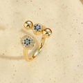 Adjustable golden evil eye ring with blue zircon inlay and retro fishtail design - Royal Blue Zircon Ring